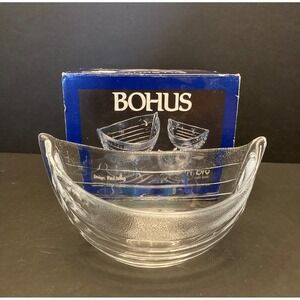 Nybro Sweden Crystal Bohus Medium Seafood Boat Bowl Paul Isling LL 653 170mm BOX